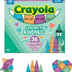 New CreateOn Crayola Colors Kindness Magnetic Tiles, Building Kids Set Ages 3/up